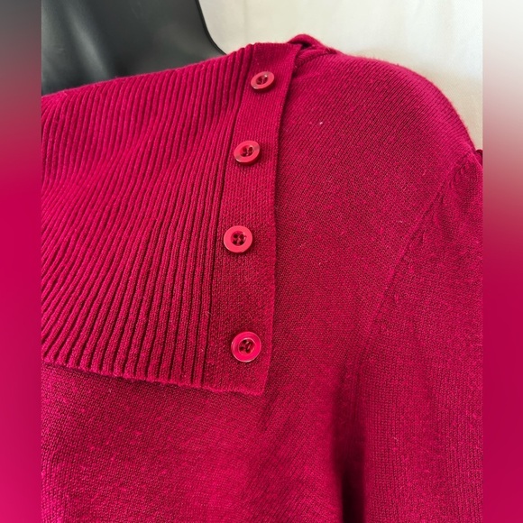 cb Maroon Button Half Turtleneck Sweater Womens Sz L Fitted Lightweight Sweater - Picture 2 of 6